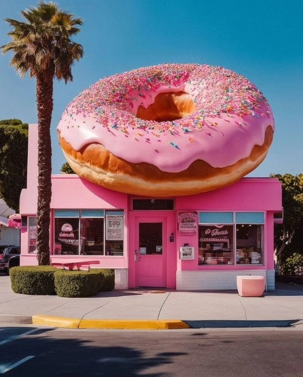 Donut sobre un edifici